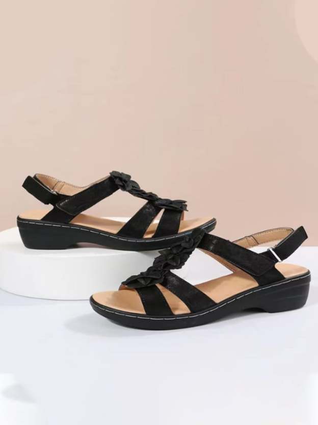 New Comfortable Fashion Hollow Slope And Fish Mouth Flowers Casual Comfortable Large Size Sandals Women-POIULTD