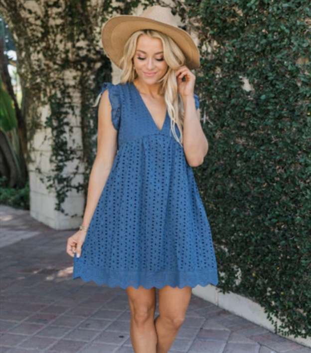 💖summer V-neck short-sleeved hollow lace dress👗-POIULTD