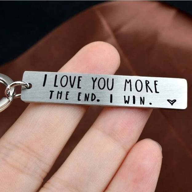 "I Love You More The End I Win"Funny Birthday Keychain-- A personalised gift for him/her-POIULTD