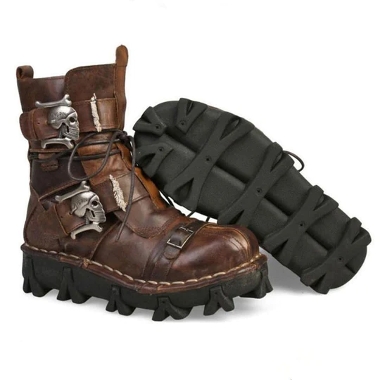 NEW HANDMADE SKULL LEATHER BOOTS-POIULTD