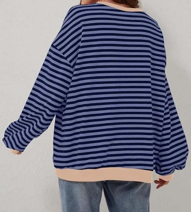 🎁Last Day Sale 49% OFF🏆️2024 Womens Stripes Color Block Sweatshirts-POIULTD