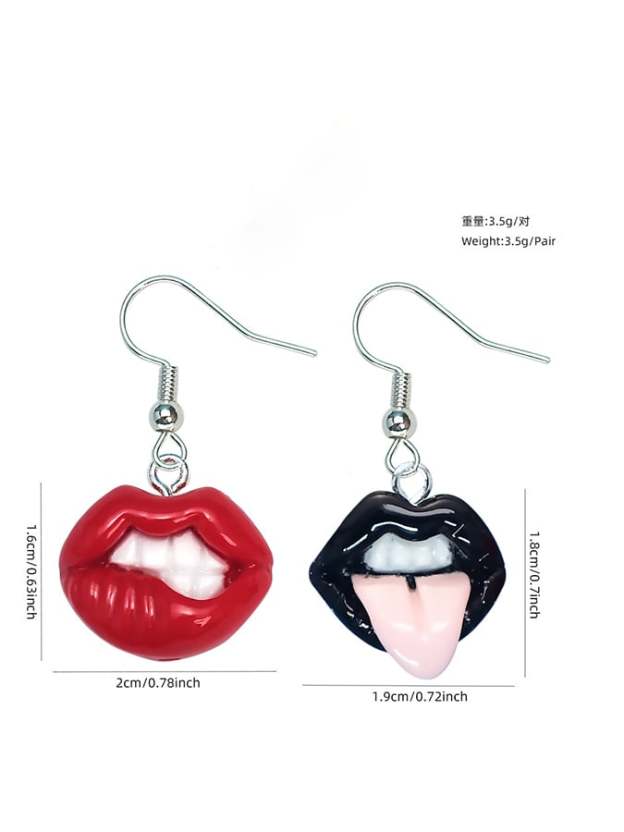 Women's Carnival Lips Flame Red Lips Creative Personalized Funny Earrings-POIULTD