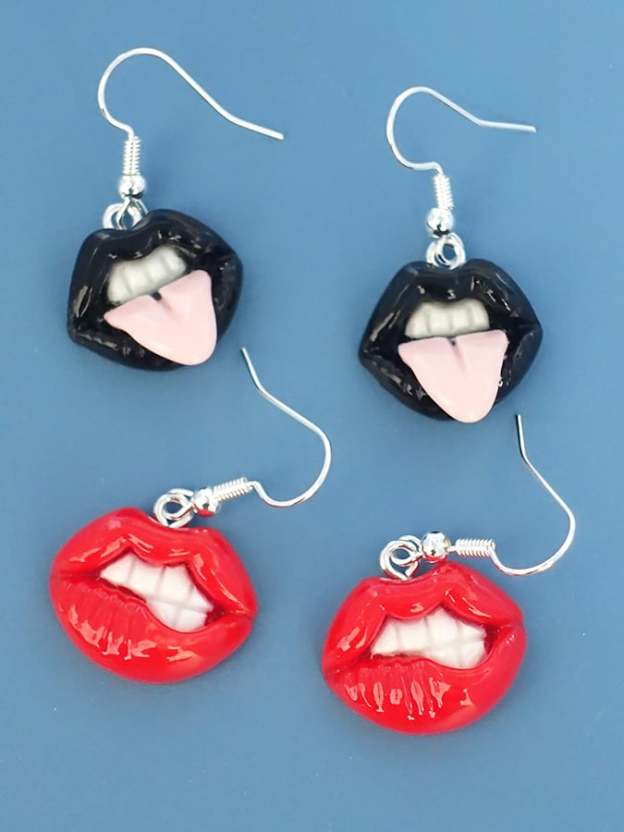 Women's Carnival Lips Flame Red Lips Creative Personalized Funny Earrings-POIULTD