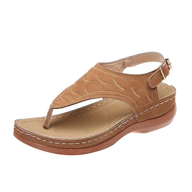 Roman Style One Line Buckle Women'S Sandals-POIULTD