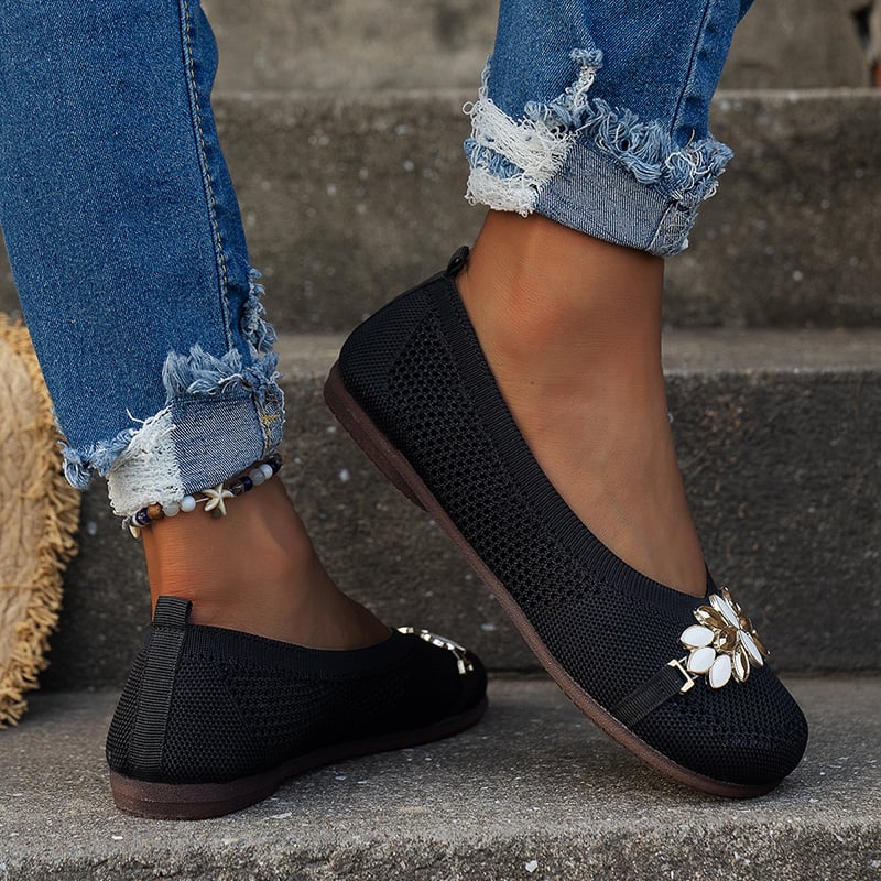 Casual Flower Hollow Out Weave Women's Flat Shoes-POIULTD