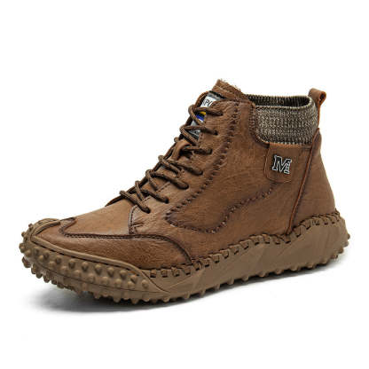 Men Retro Microfiber Leather Non Slip Casual Ankle Boots-POIULTD