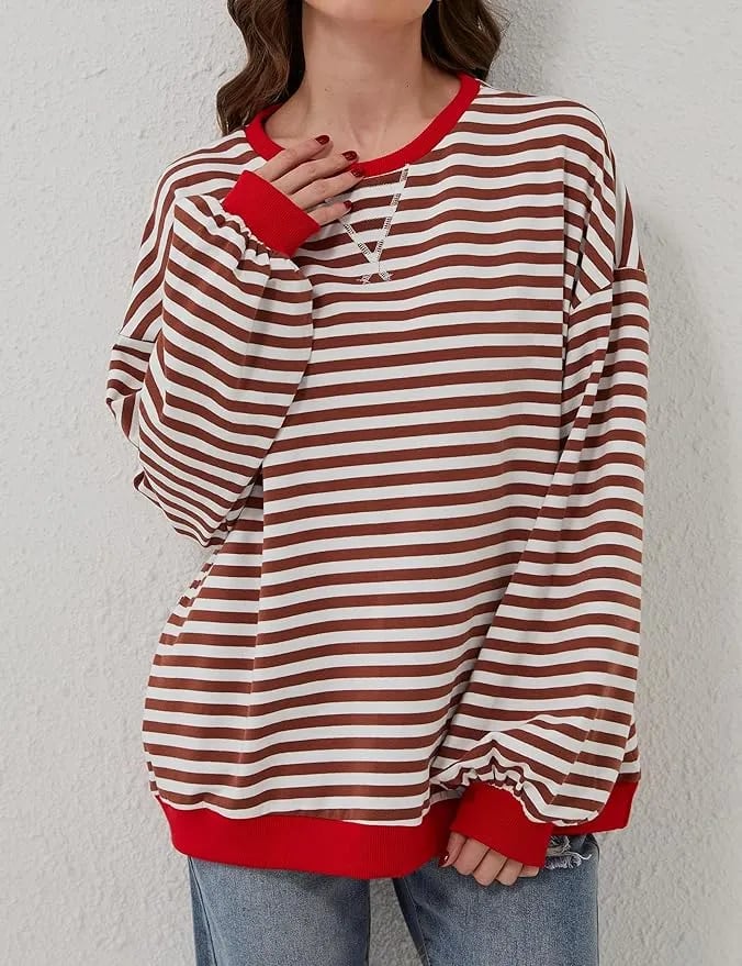 🎁Last Day Sale 49% OFF🏆️2024 Womens Stripes Color Block Sweatshirts-POIULTD