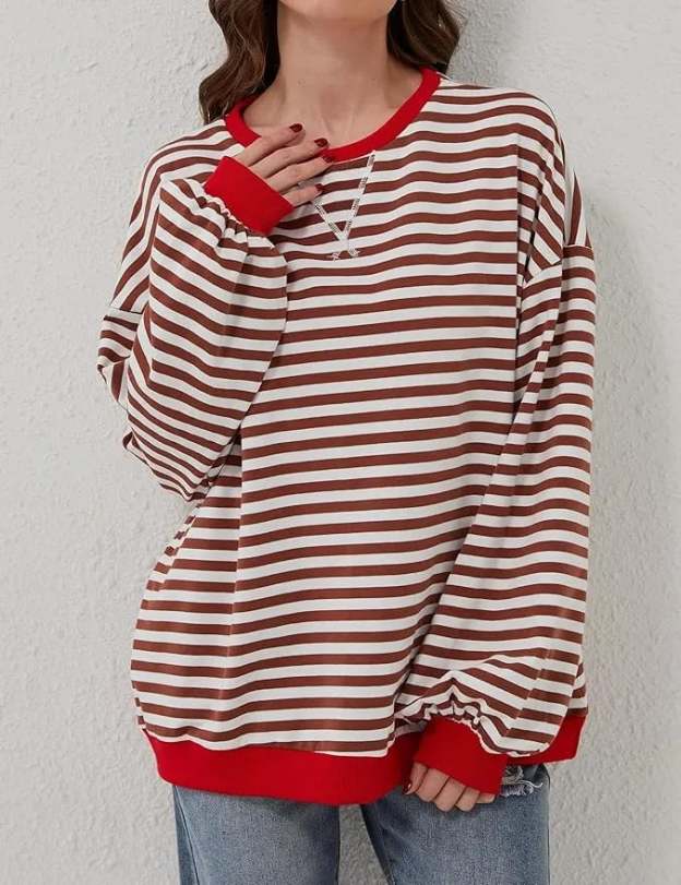 🎁Last Day Sale 49% OFF🏆️2024 Womens Stripes Color Block Sweatshirts-POIULTD