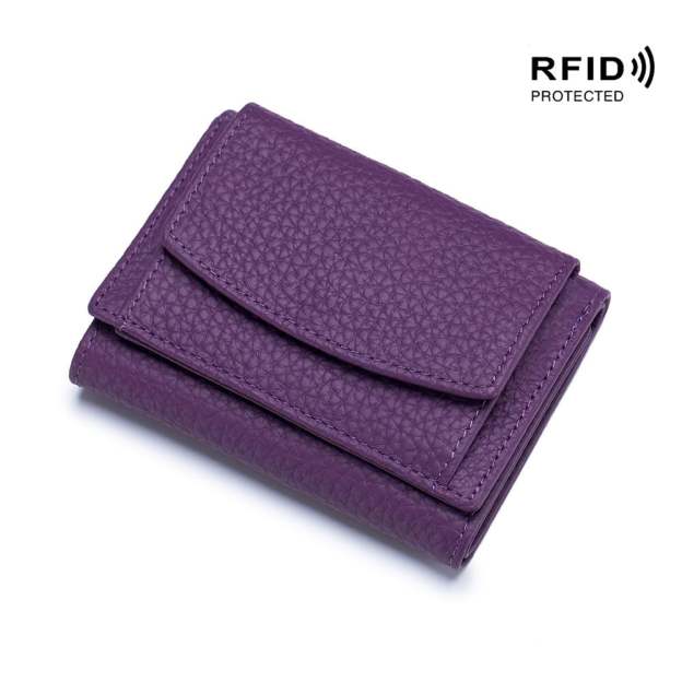 2024 New Genuine Leather RFID Blocking Card Holder Organizer Pocket Mini Wallet-POIULTD