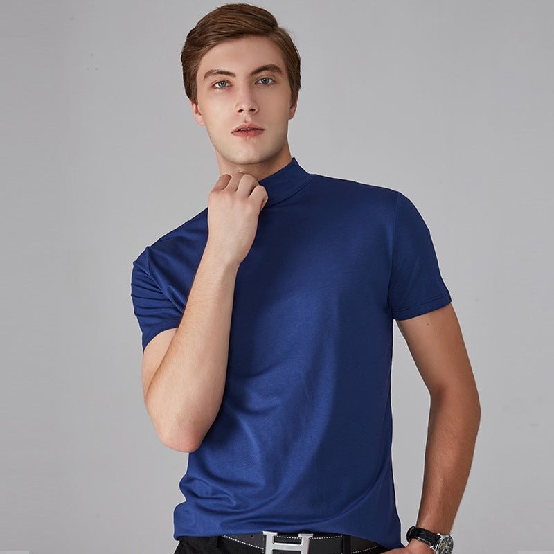 Men 's High Neck Slim Fit T-shirt-POIULTD