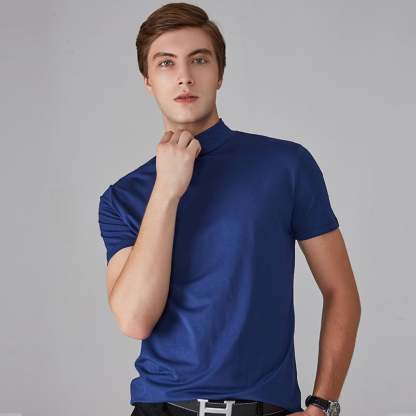 Men 's High Neck Slim Fit T-shirt-POIULTD
