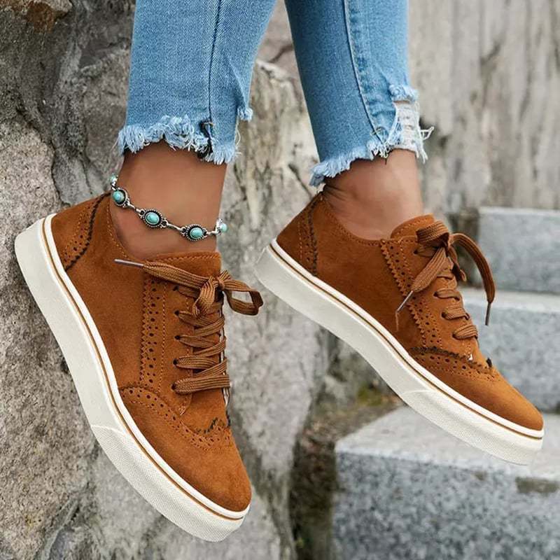 Women's Thick Bottom Lace Up Travel Casual Shoes-POIULTD