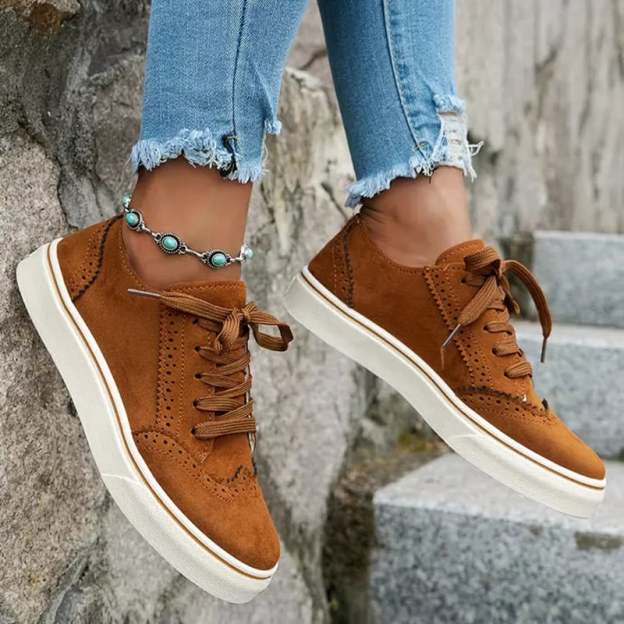 Women's Thick Bottom Lace Up Travel Casual Shoes-POIULTD