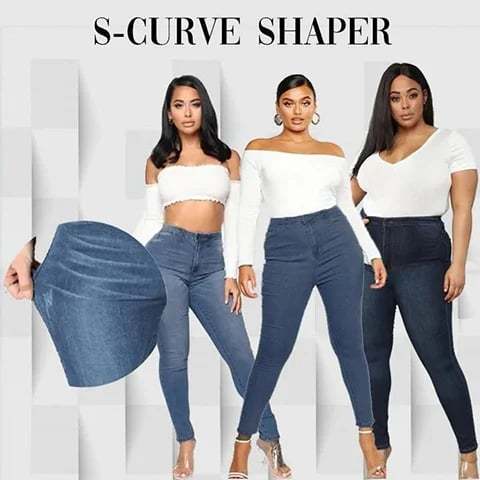 Perfect Stretch Skinny Fit Pull-On Push-Up Plus-Size Denim Jeans Leggings-POIULTD