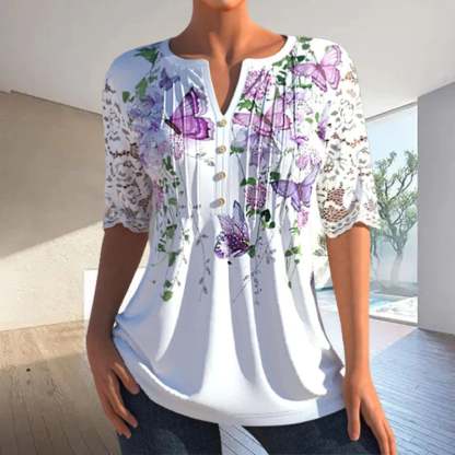 Elegant Blouse With Print-POIULTD