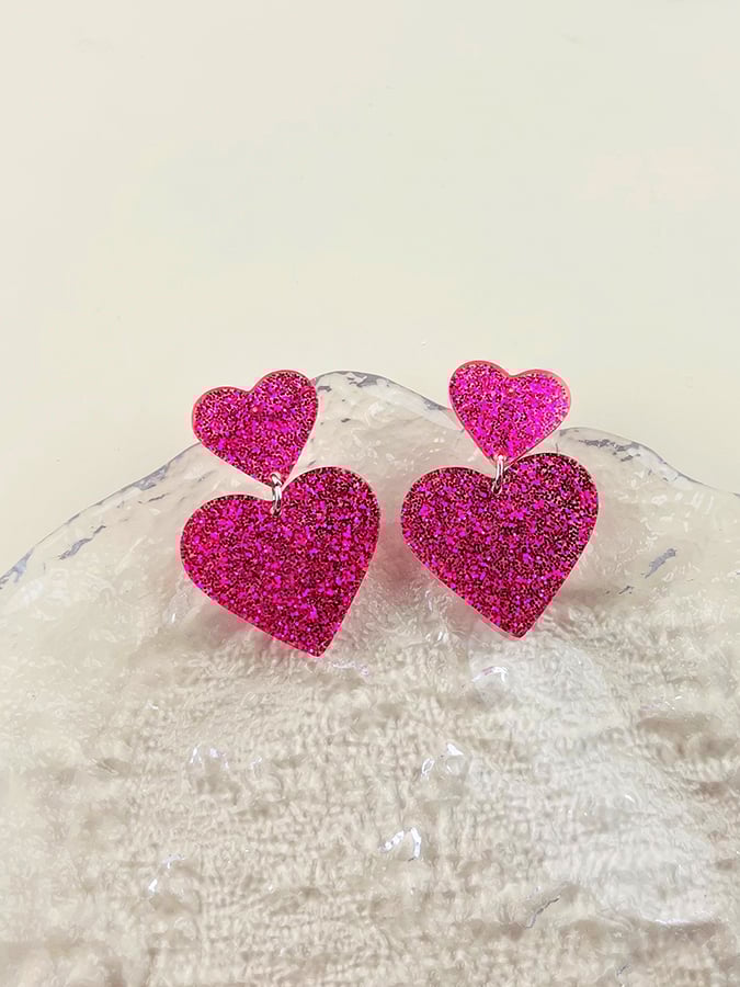 Women's Valentine's Day Glitter Small Love Design Versatile Fashion Earrings-POIULTD