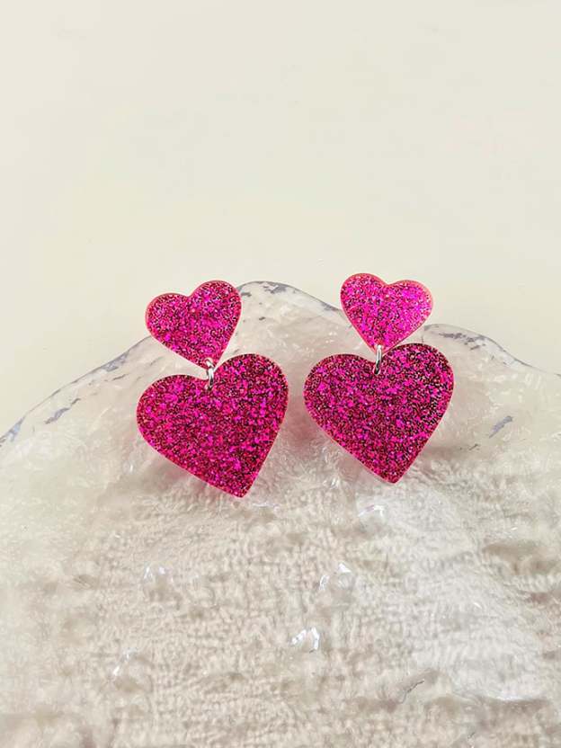 Women's Valentine's Day Glitter Small Love Design Versatile Fashion Earrings-POIULTD