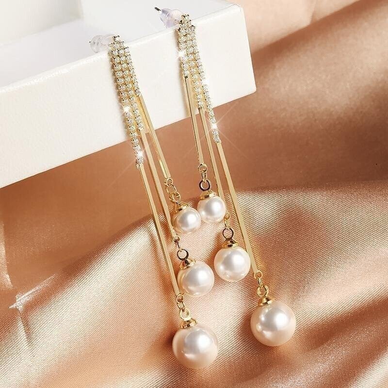 Fashion Diamond Ball Tassel Earrings-POIULTD