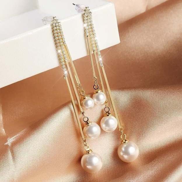 Fashion Diamond Ball Tassel Earrings-POIULTD
