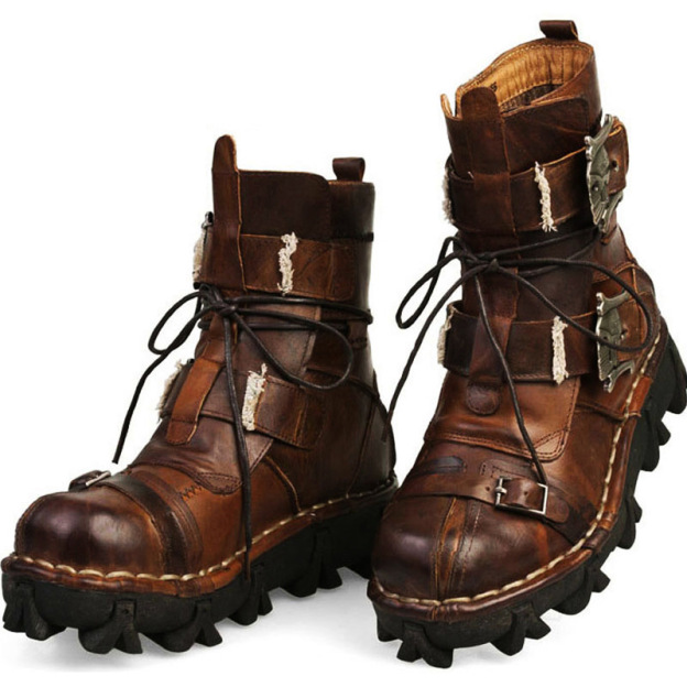 NEW HANDMADE SKULL LEATHER BOOTS-POIULTD