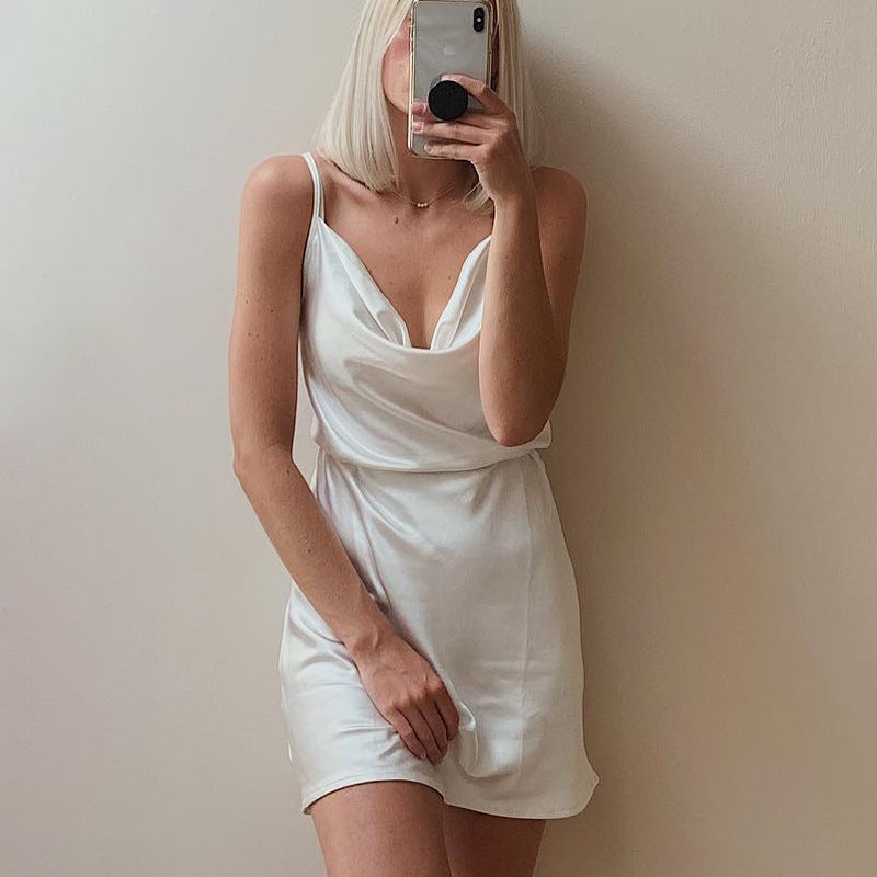 Slip-Strap Satin Waist Mini Dress  🔥Buy One & Get One 47% OFF 🔥-POIULTD