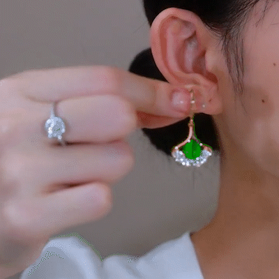 Apricot Leaf Opal Earrings-POIULTD