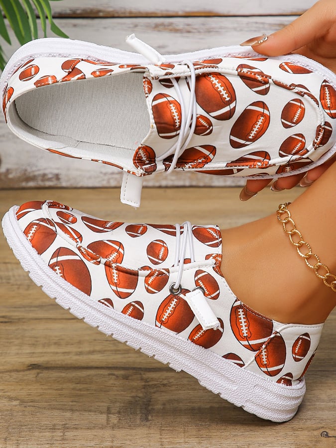 Women's Us Super Bowl Football Soft Sole Fashionable And Versatile Casual Sneakers-POIULTD
