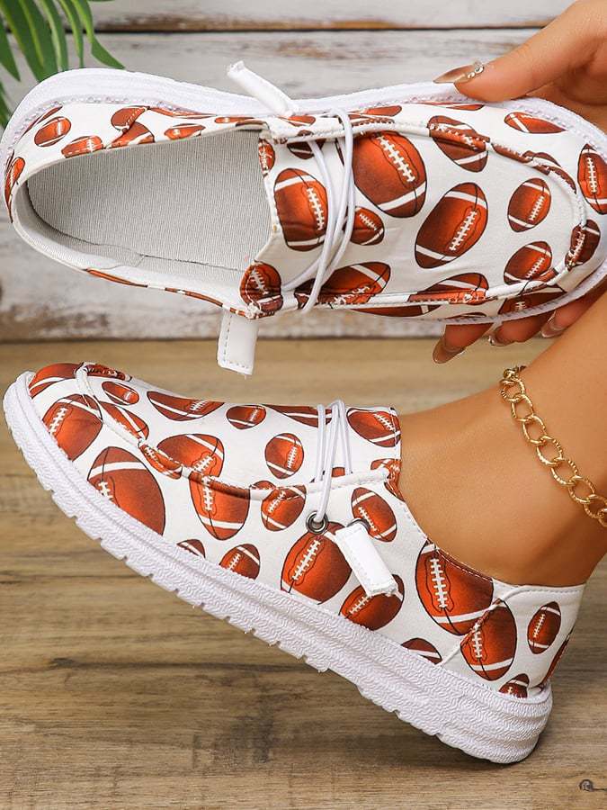 Women's Us Super Bowl Football Soft Sole Fashionable And Versatile Casual Sneakers-POIULTD