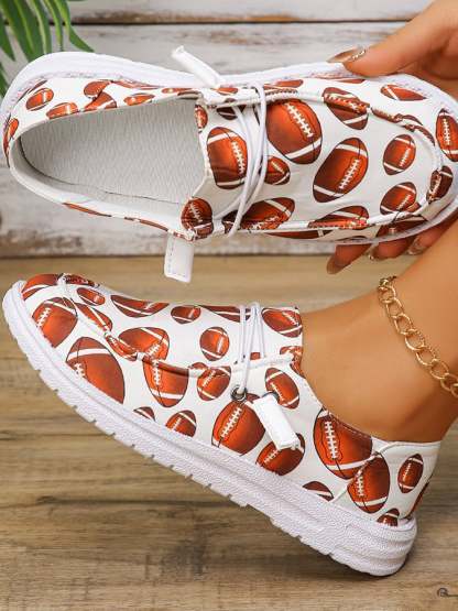 Women's Us Super Bowl Football Soft Sole Fashionable And Versatile Casual Sneakers-POIULTD