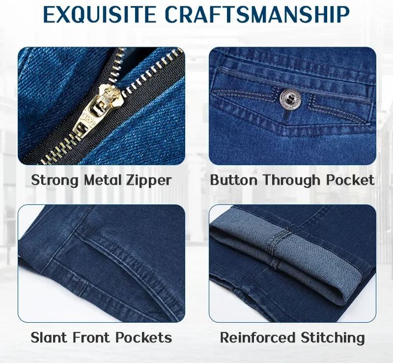LAST DAY SALE 70% OFF - Men's High Waist Straight Fit Stretch Jeans-POIULTD