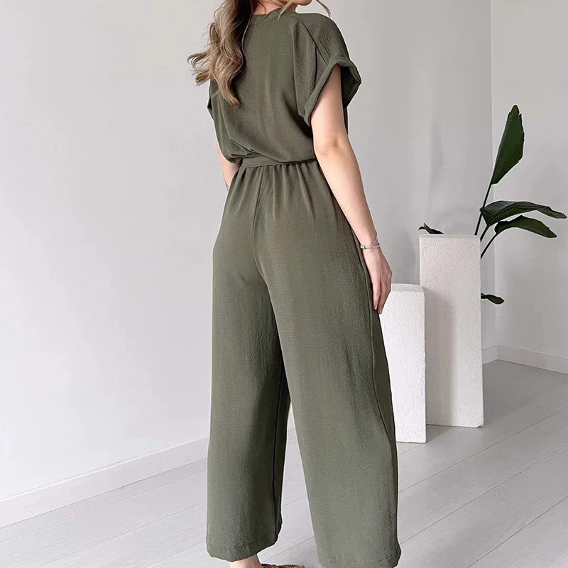 (48% OFF🔥Buy 2 Free Shipping) 💖Women's V-Neck Short-Sleeve Casual Jumpsuit-POIULTD