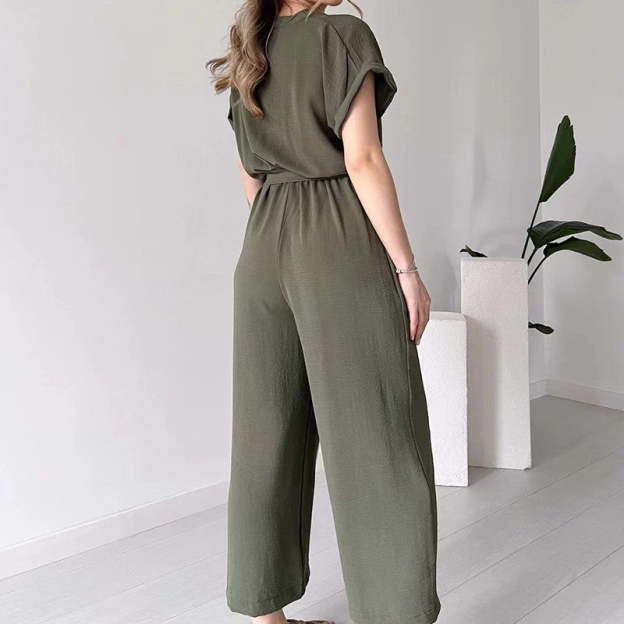 (48% OFF🔥Buy 2 Free Shipping) 💖Women's V-Neck Short-Sleeve Casual Jumpsuit-POIULTD