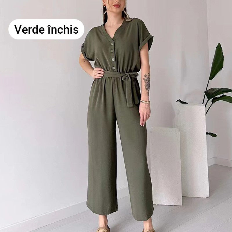 (48% OFF🔥Buy 2 Free Shipping) 💖Women's V-Neck Short-Sleeve Casual Jumpsuit-POIULTD
