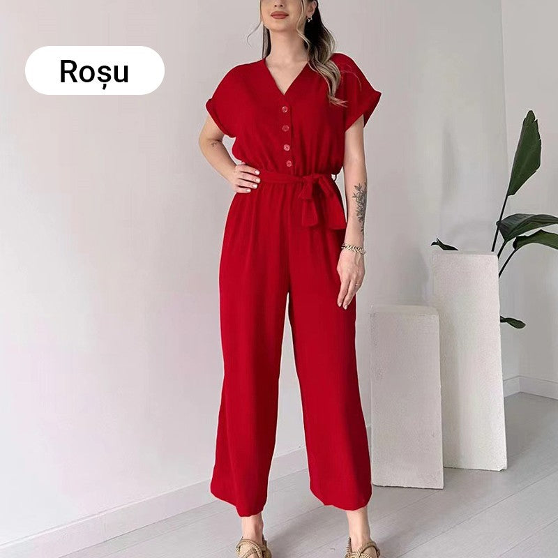 (48% OFF🔥Buy 2 Free Shipping) 💖Women's V-Neck Short-Sleeve Casual Jumpsuit-POIULTD