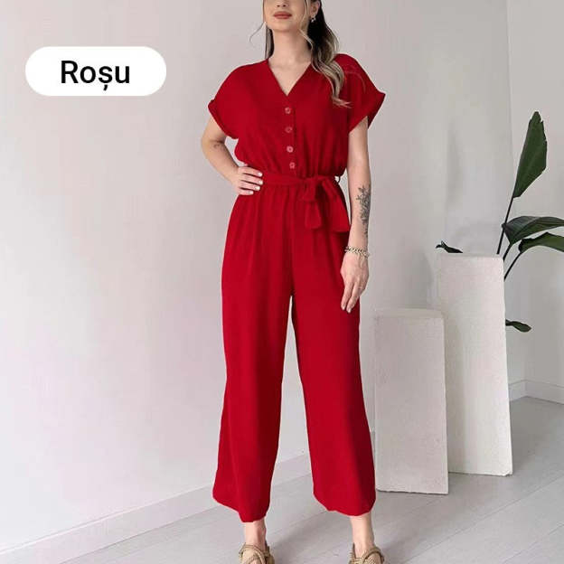 (48% OFF🔥Buy 2 Free Shipping) 💖Women's V-Neck Short-Sleeve Casual Jumpsuit-POIULTD