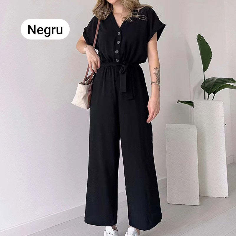 (48% OFF🔥Buy 2 Free Shipping) 💖Women's V-Neck Short-Sleeve Casual Jumpsuit-POIULTD