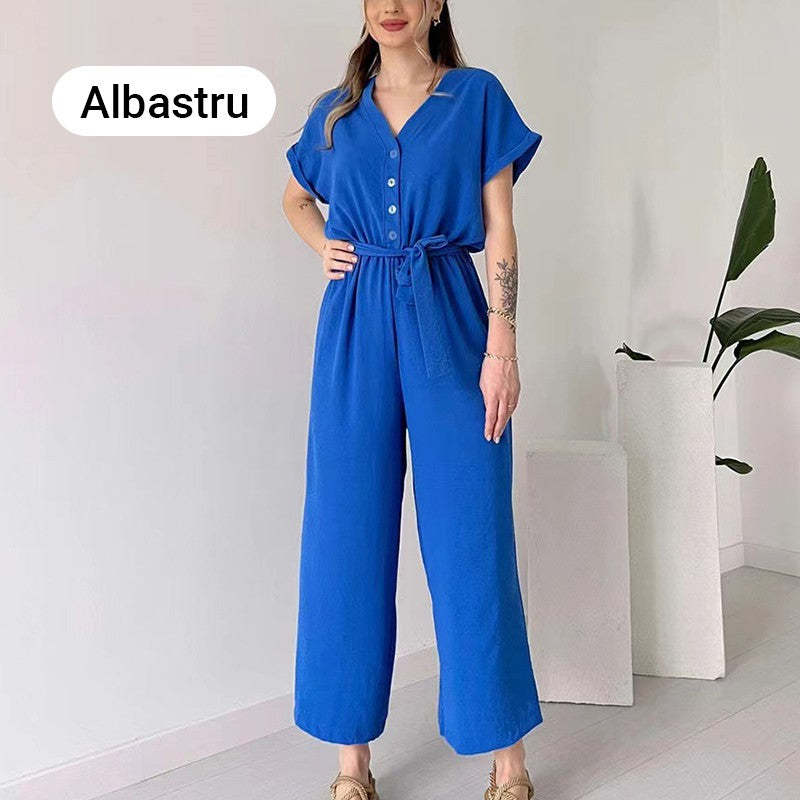 (48% OFF🔥Buy 2 Free Shipping) 💖Women's V-Neck Short-Sleeve Casual Jumpsuit-POIULTD