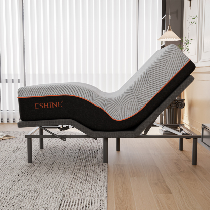 FlexSleep Pro Grey Series E3100, Massage Adjustable Bed Frame with Memory Form Mattress-eshinesleep