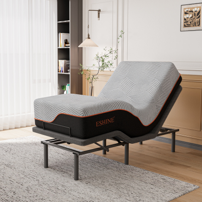 FlexSleep Pro Grey Series E3100, Massage Adjustable Bed Frame with Memory Form Mattress-eshinesleep