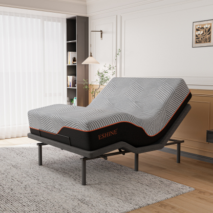 FlexSleep Pro Grey Series E3100, Massage Adjustable Bed Frame with Memory Form Mattress-eshinesleep