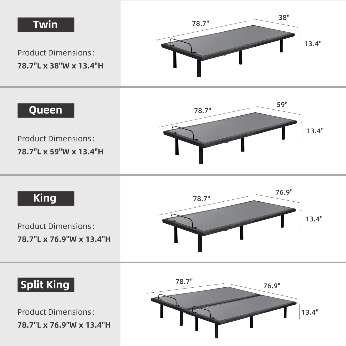 FlexSleep Pro Grey Series E3100, Massage Adjustable Bed Frame with Memory Form Mattress-eshinesleep