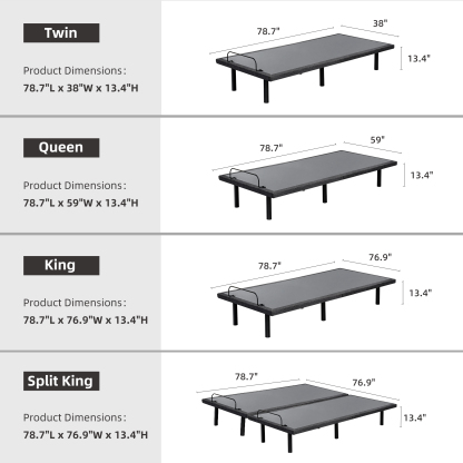 FlexSleep Pro Grey Series E3100, Massage Adjustable Bed Frame with Memory Form Mattress-eshinesleep