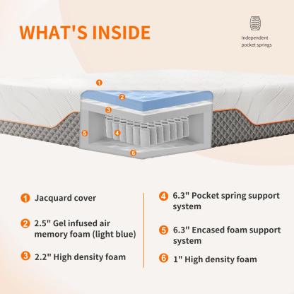 ESHINE 12” LUX Hybrid Mattress-eshinesleep