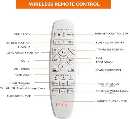 Wireless Remote Control for All ESHINE Adjustable Bed Frame