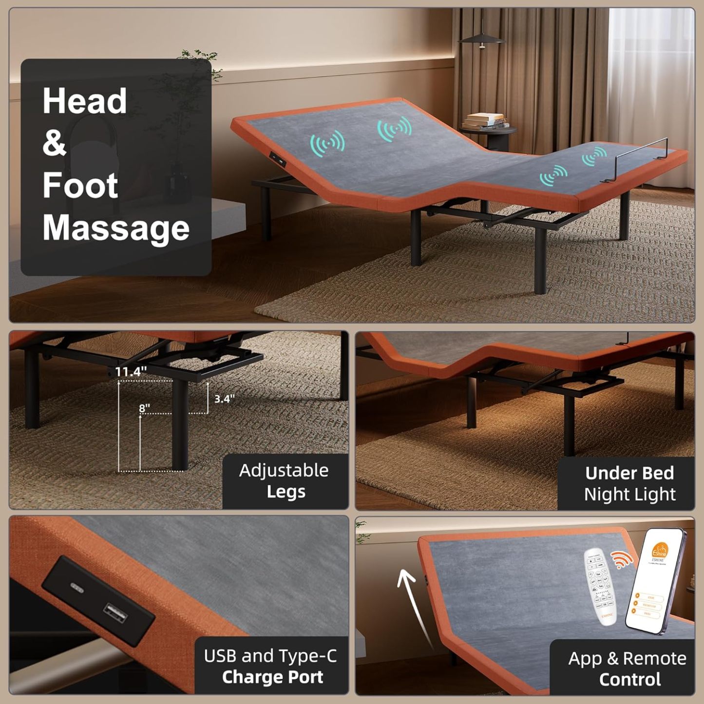 E5000 Adjustable Bed Bundle with 12" Mattress