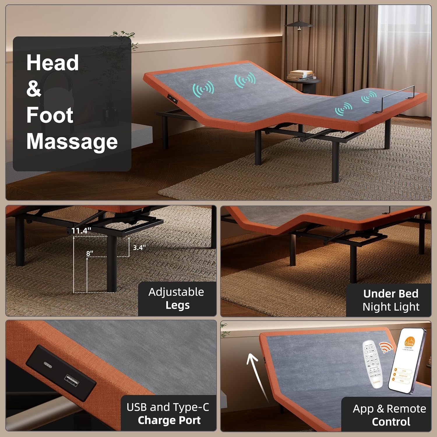 E5000 Adjustable Bed Bundle with 12" Mattress