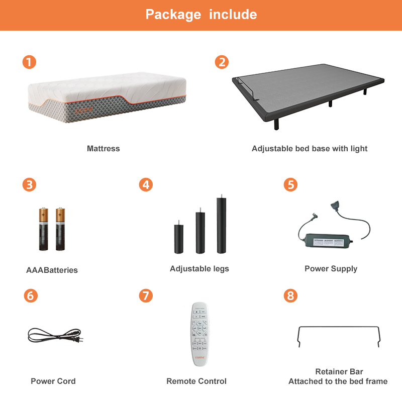 FlexSleep Pro Grey Series E3100, Massage Adjustable Bed Frame with Mattress-eshinesleep