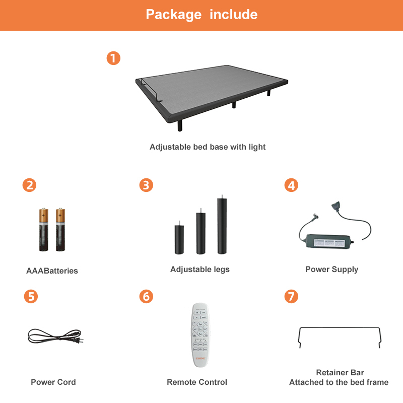 FlexSleep Pro Grey Series E3100, Massage Adjustable Bed Frame-eshinesleep