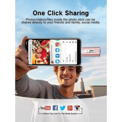 💥Flash Drive Intended for iPhone iPad, Memory Stick Storage for Photos and Videos Backup, Compatible with iPhone iPad Android PC, Plug and Play