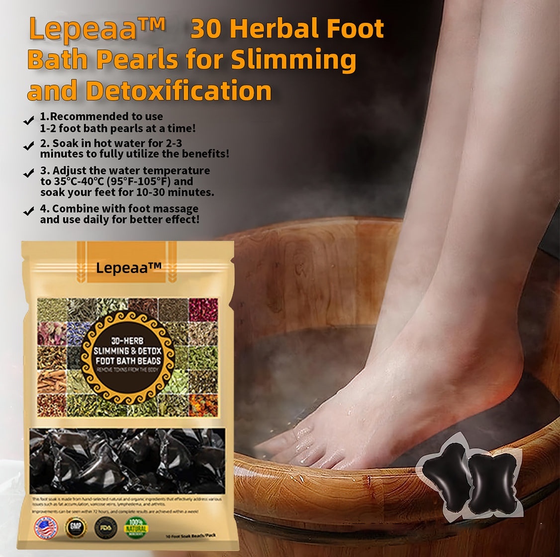 Lepeaa™ 30-Herb Slimming & Detox Foot Bath Beads